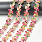 The Stardust Pink Blossom – Glitter Pink Leaf Glass Rhinestone Chain & Trim Applique by Stardust Starlets