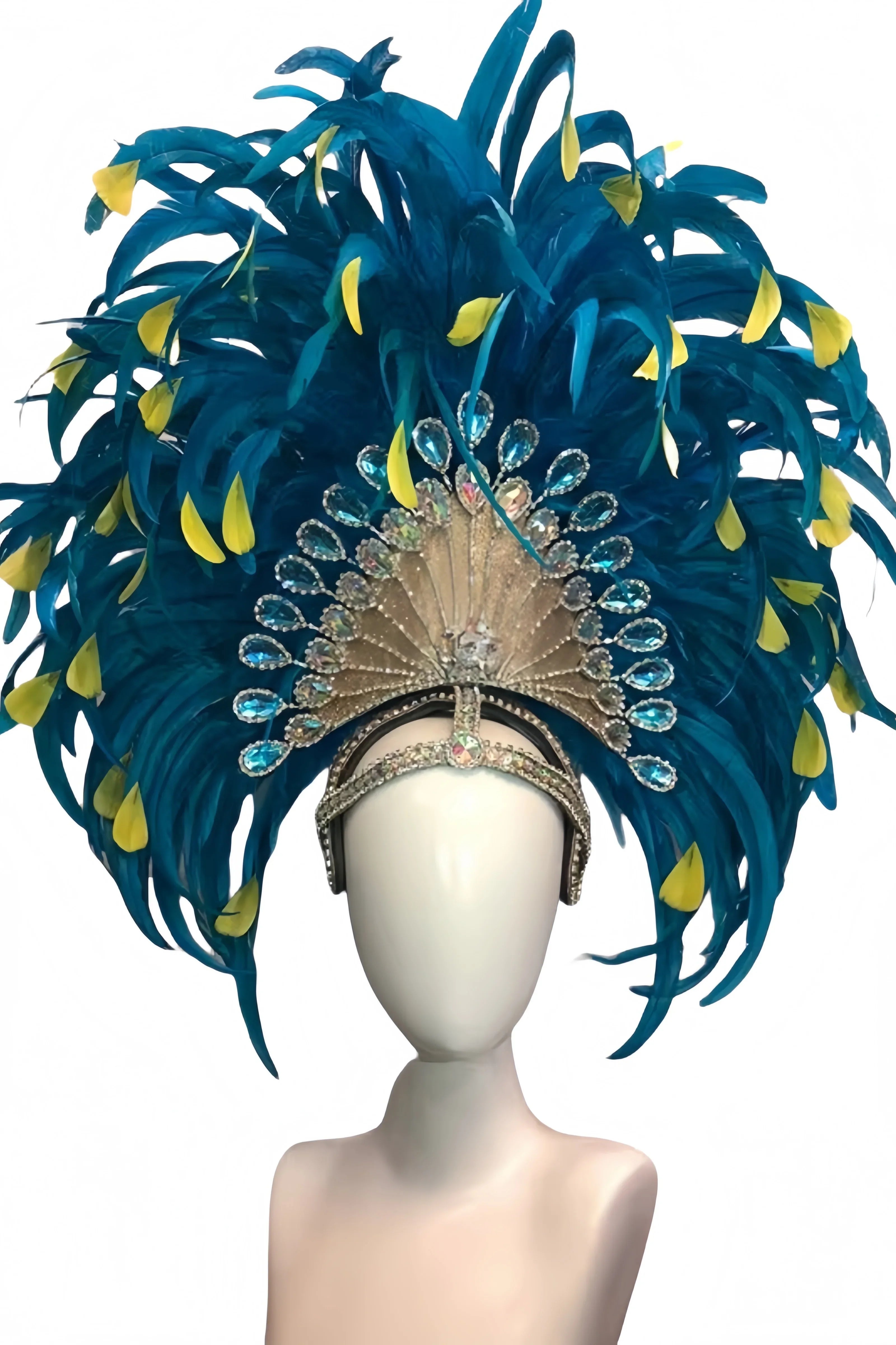 Feather headdress samba costume carnival halloween party bar performance hat makeup dance wings parade by Stardust Starlets