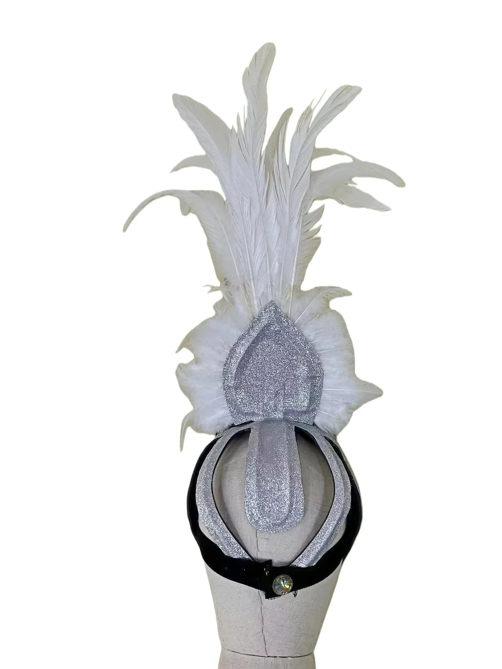 The Stardust Dionysia – Pure White Feather Carnival & Masque Ball Headdress by Stardust Starlets