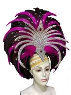 Feather headdress samba costume carnival halloween party bar performance hat makeup dance wings parade by Stardust Starlets