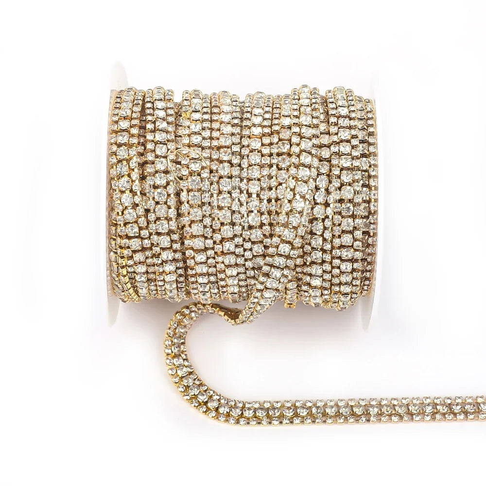 The Stardust Triple Crown – 3-Row Glass Crystal Rhinestone Cup Chain Trim by Stardust Starlets