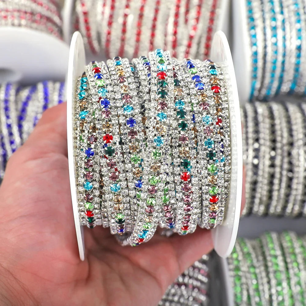 The Stardust Triple Crown – 3-Row Glass Crystal Rhinestone Cup Chain Trim by Stardust Starlets