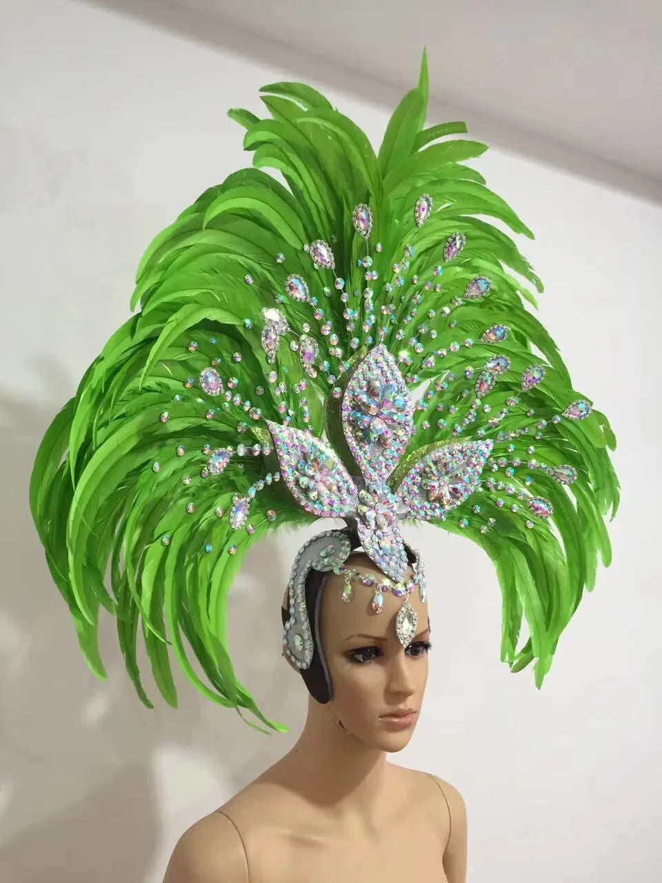 Feather headdress samba costume carnival halloween party bar performance hat makeup dance wings parade by Stardust Starlets