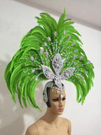Feather headdress samba costume carnival halloween party bar performance hat makeup dance wings parade by Stardust Starlets
