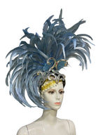 The Stardust Mirage – Exquisite Blue Feathered Samba Carnival Headdress by Stardust Starlets
