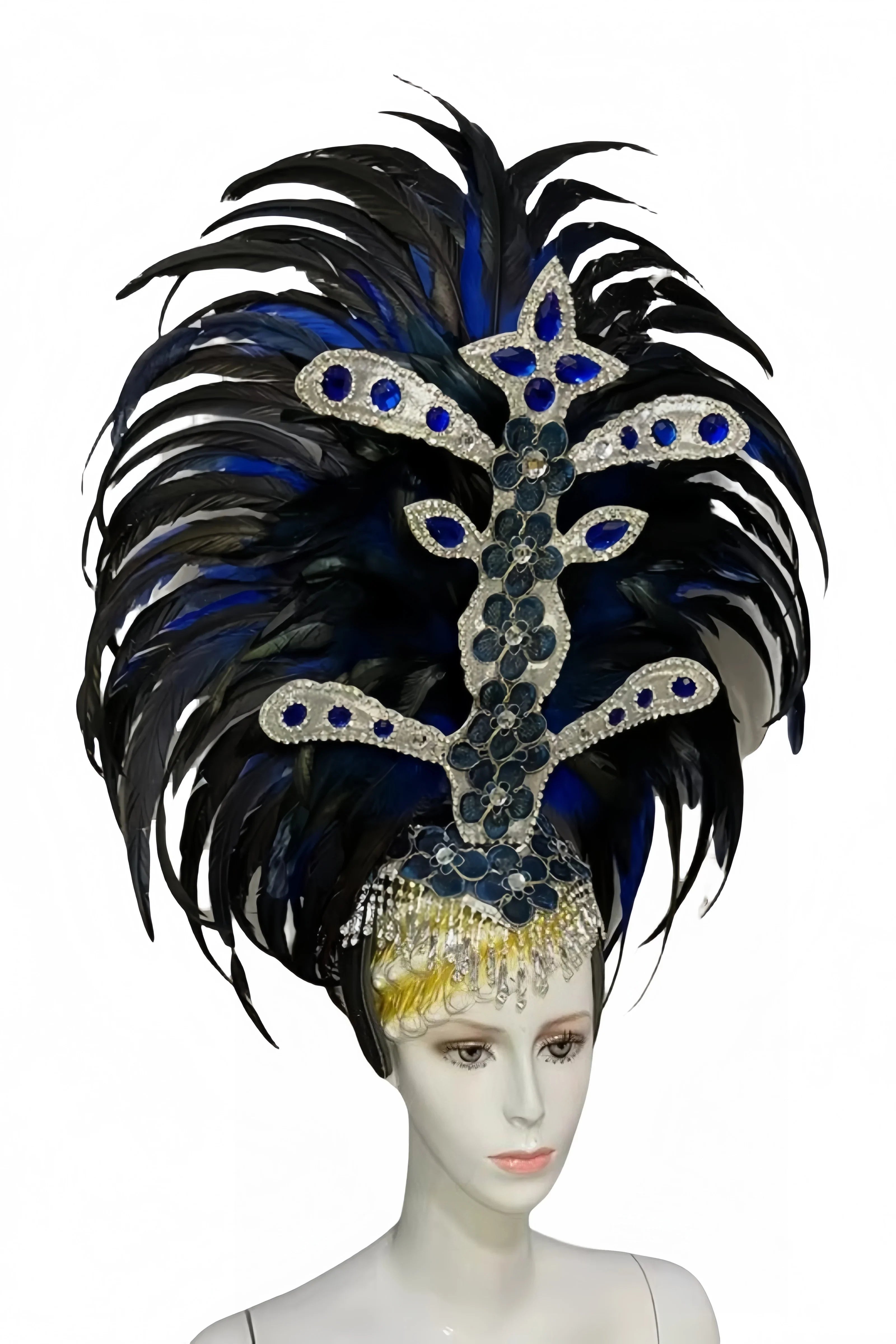 Feather headdress samba costume carnival halloween party bar performance hat makeup dance wings parade by Stardust Starlets