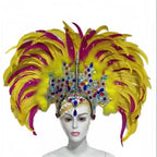 Feather headdress samba costume carnival halloween party bar performance hat makeup dance wings parade by Stardust Starlets