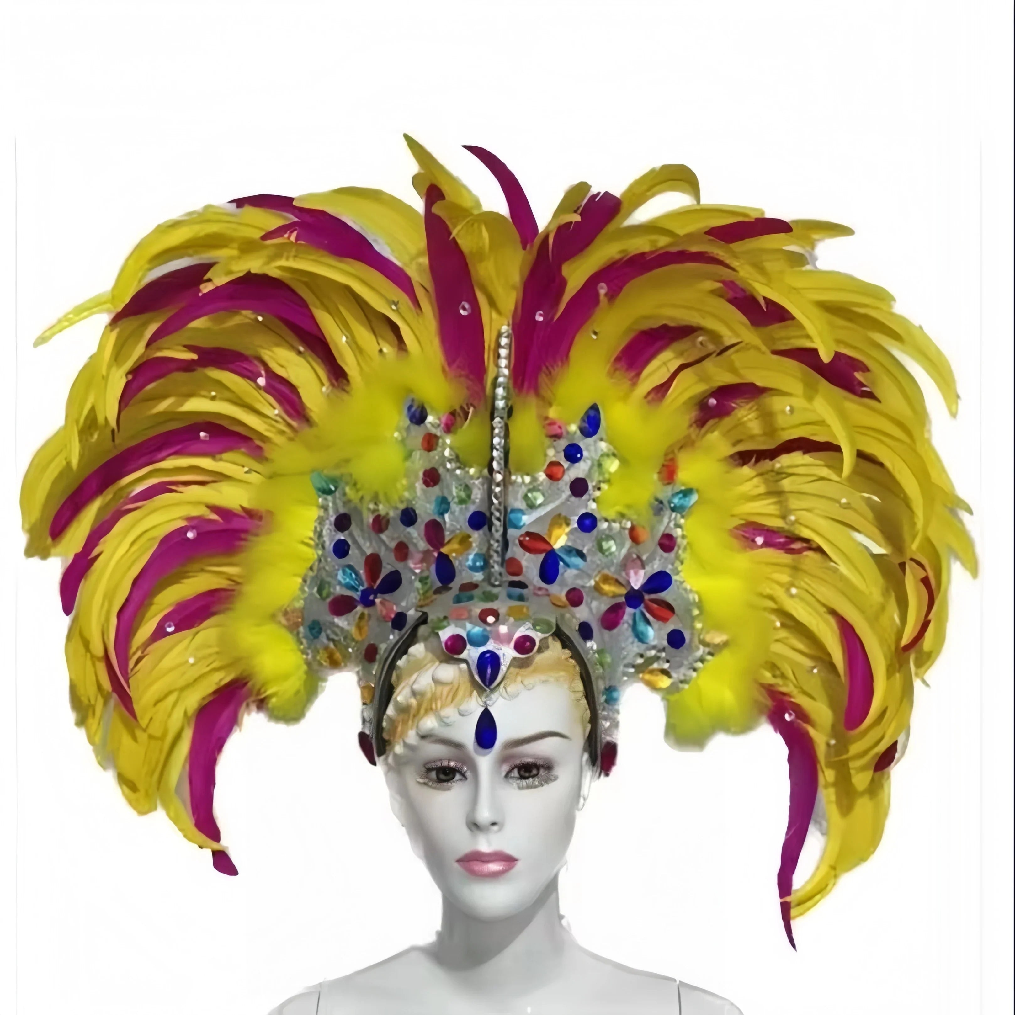 Feather headdress samba costume carnival halloween party bar performance hat makeup dance wings parade by Stardust Starlets