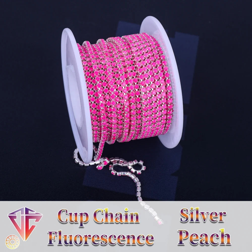 The Stardust Fluorescent Stream – Premium AAAA Glass Fluorescent & Mocha Rhinestone Cup Chain Trim by Stardust Starlets
