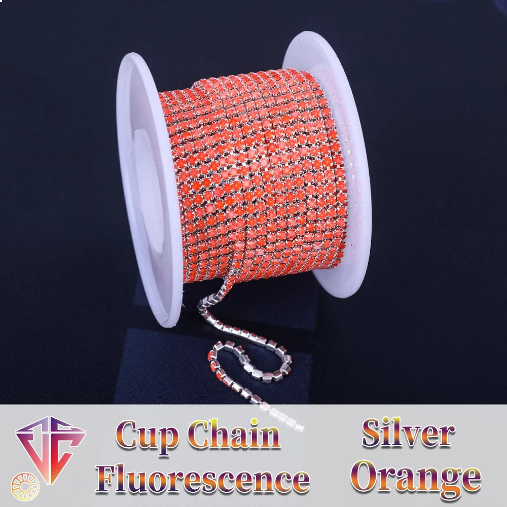 The Stardust Fluorescent Stream – Premium AAAA Glass Fluorescent & Mocha Rhinestone Cup Chain Trim by Stardust Starlets