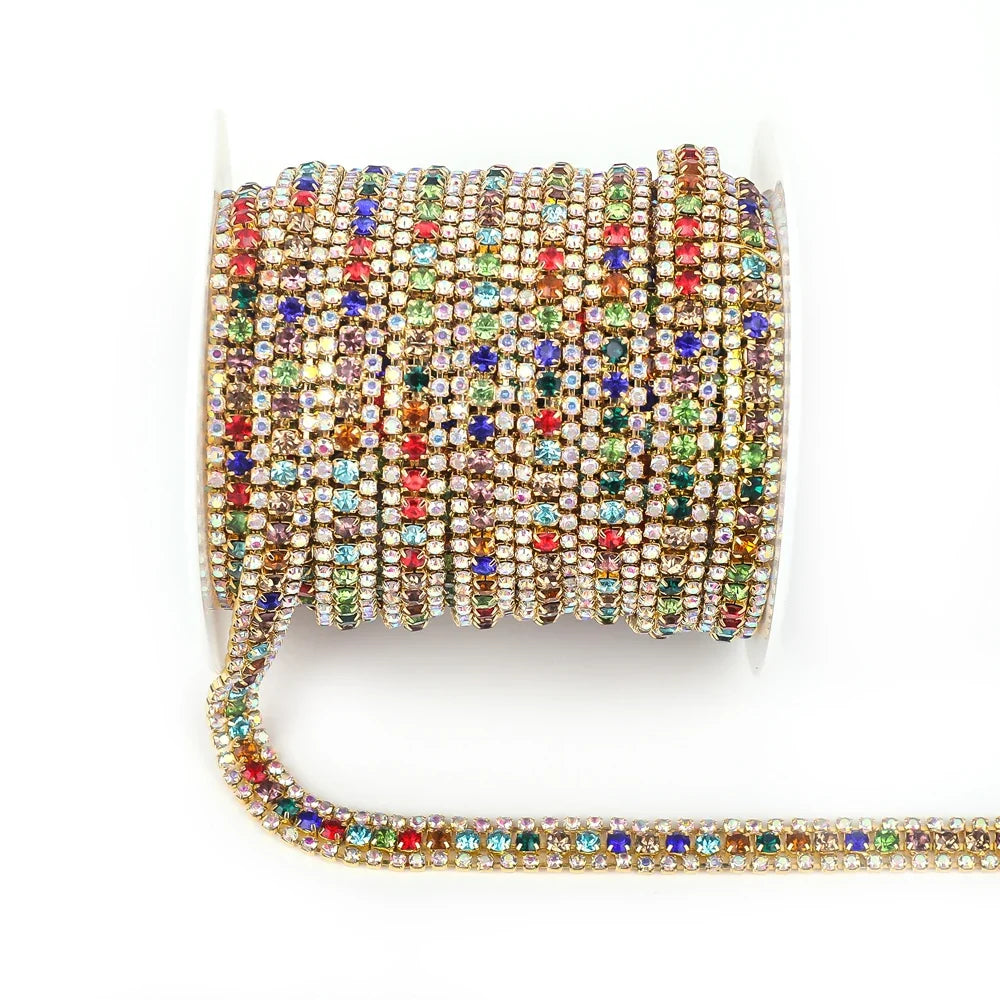 The Stardust Triple Crown – 3-Row Glass Crystal Rhinestone Cup Chain Trim by Stardust Starlets