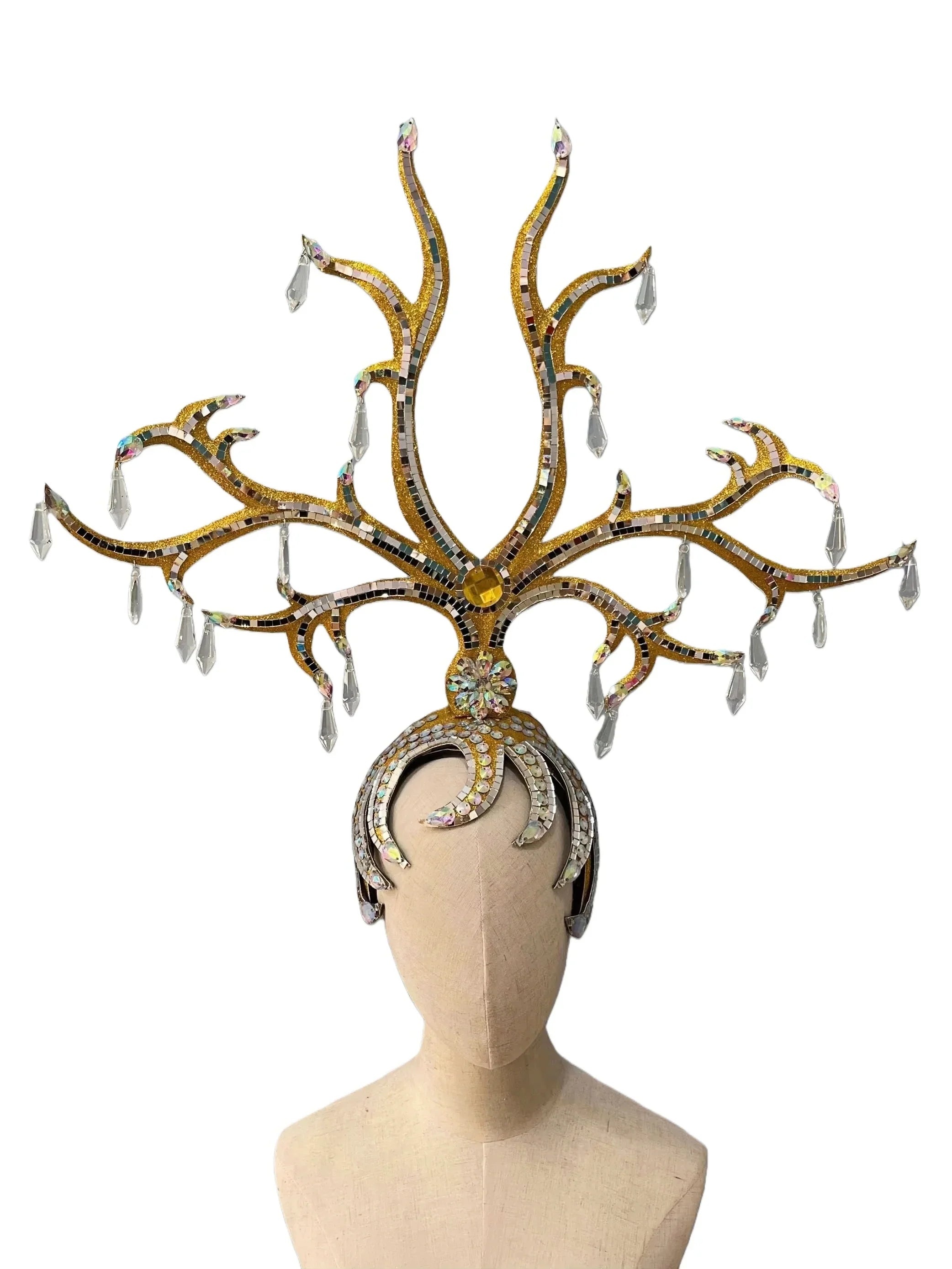 The Stardust Wings of Radiance – Deluxe Feathered Samba & Carnival Crown by Stardust Starlets