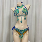 The Stardust Empress Royale – Deluxe Rhinestone Samba Carnival Wire Bra, Panty, Belt & Necklace 4-Piece Costume Set by Stardust Starlets
