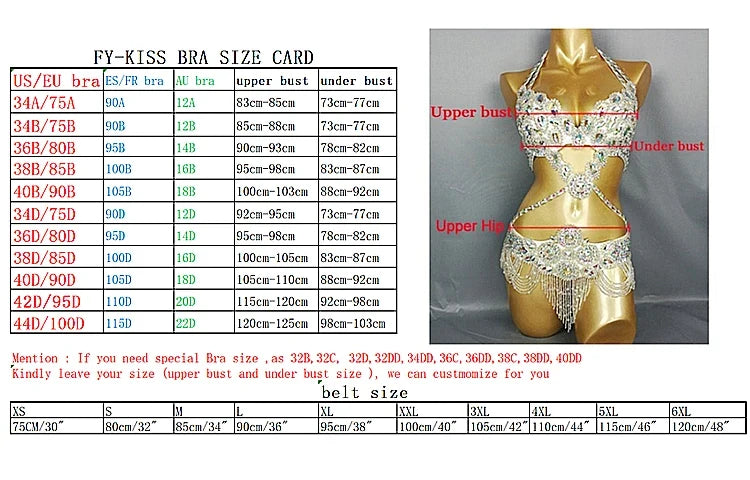 The Stardust Oasis Sirena – Deluxe Crystal & Beaded Belly Dance Bra & Belt 2-Piece Costume Set by Stardust Starlets