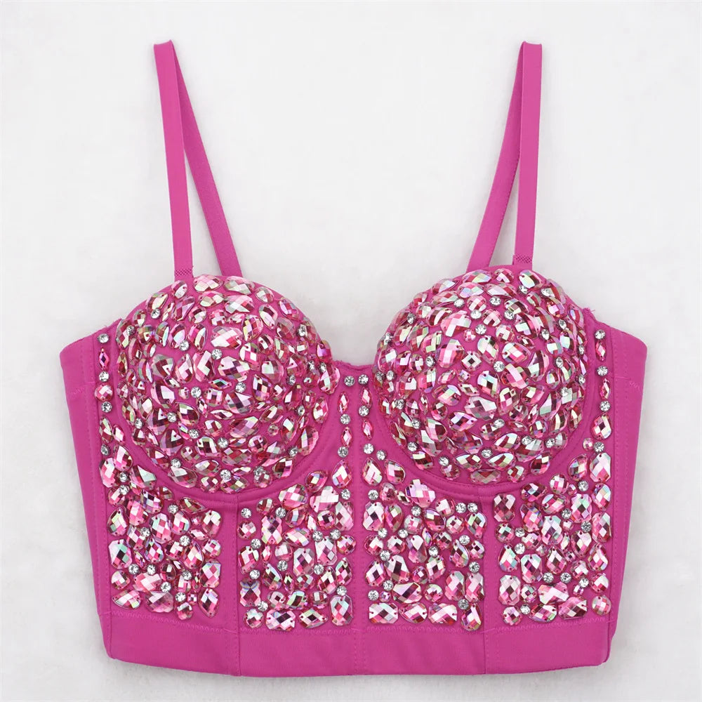 The Stardust Prism Siren – Glitter Crystal Bustier Corset Crop Top by Stardust Starlets