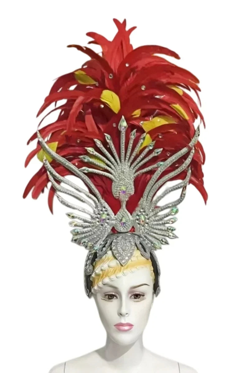 FASHIONABLE AND EXQUISITE HEADDRESS FEATHERS SAMBA DANCE CARNIVAL HALLOWEEN PARTY LATIN DANCE BAR PERFORMANCE HAT MASQUERADE by Stardust Starlets