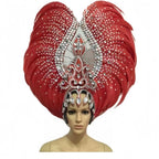 Feather headdress samba costume carnival halloween party bar performance hat makeup dance wings parade by Stardust Starlets