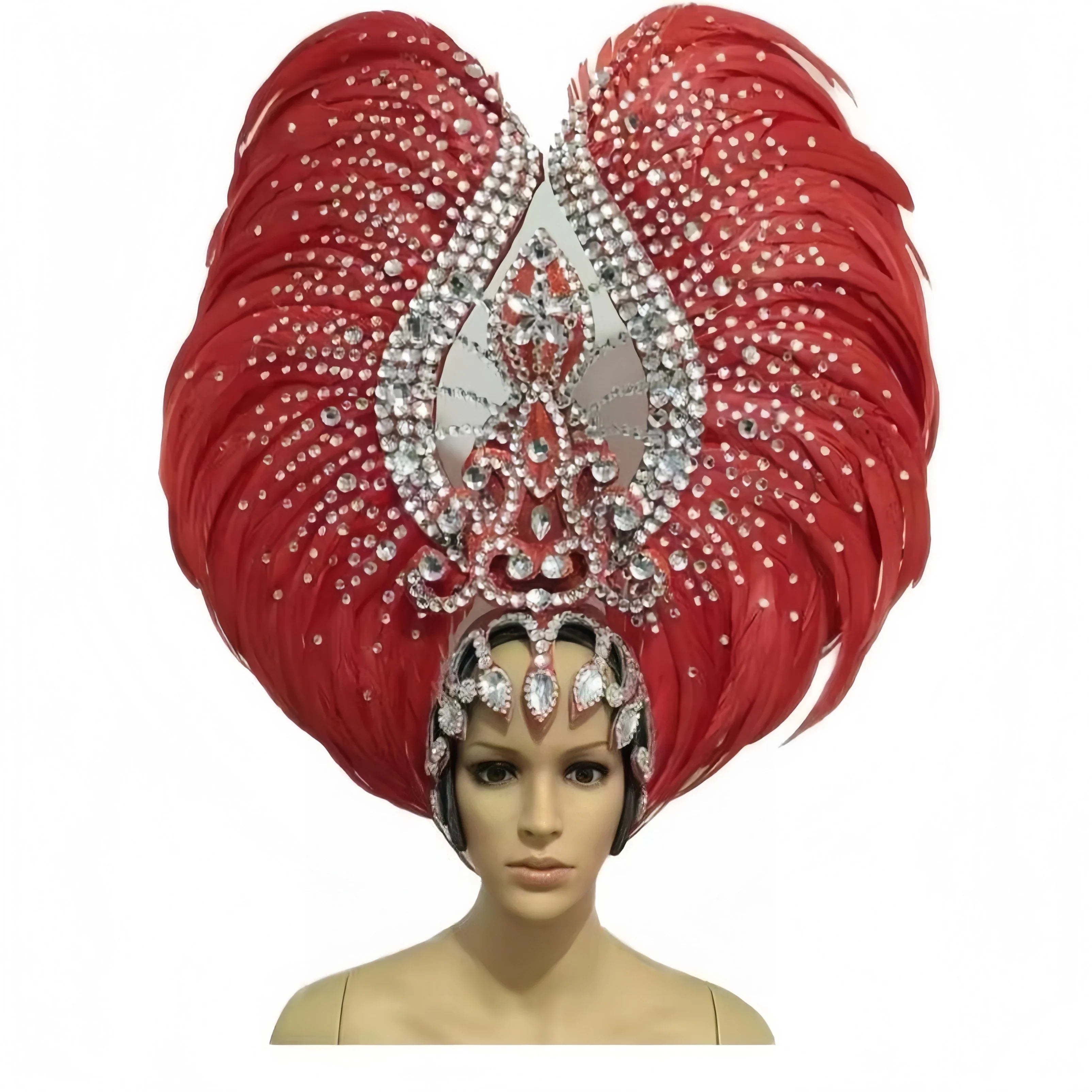 Feather headdress samba costume carnival halloween party bar performance hat makeup dance wings parade by Stardust Starlets