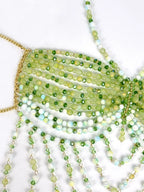 The Stardust Emerald Goddess – Handmade Green Rhinestone & Beaded Tassel Body Chain Halter Top by Stardust Starlets