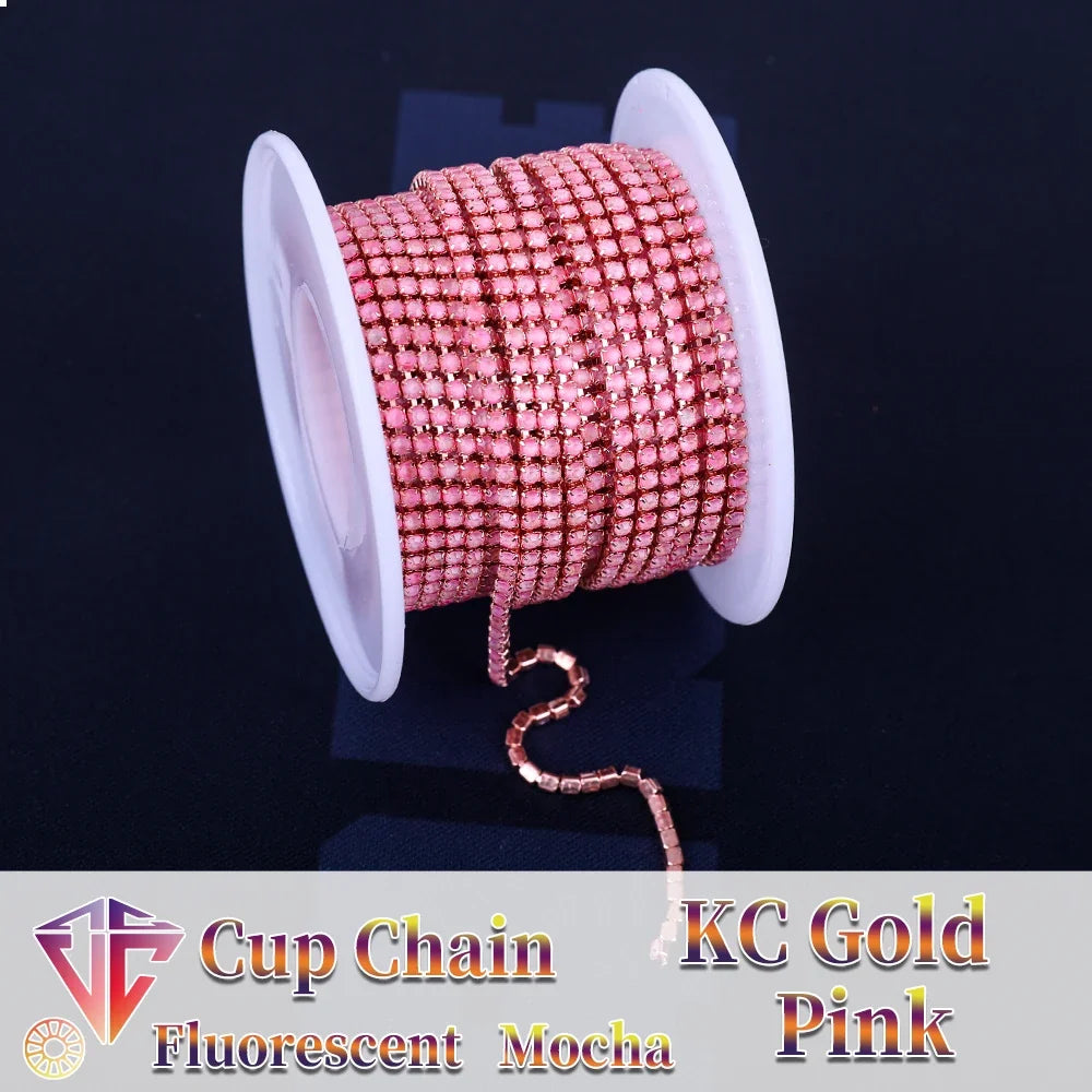 The Stardust Fluorescent Stream – Premium AAAA Glass Fluorescent & Mocha Rhinestone Cup Chain Trim by Stardust Starlets