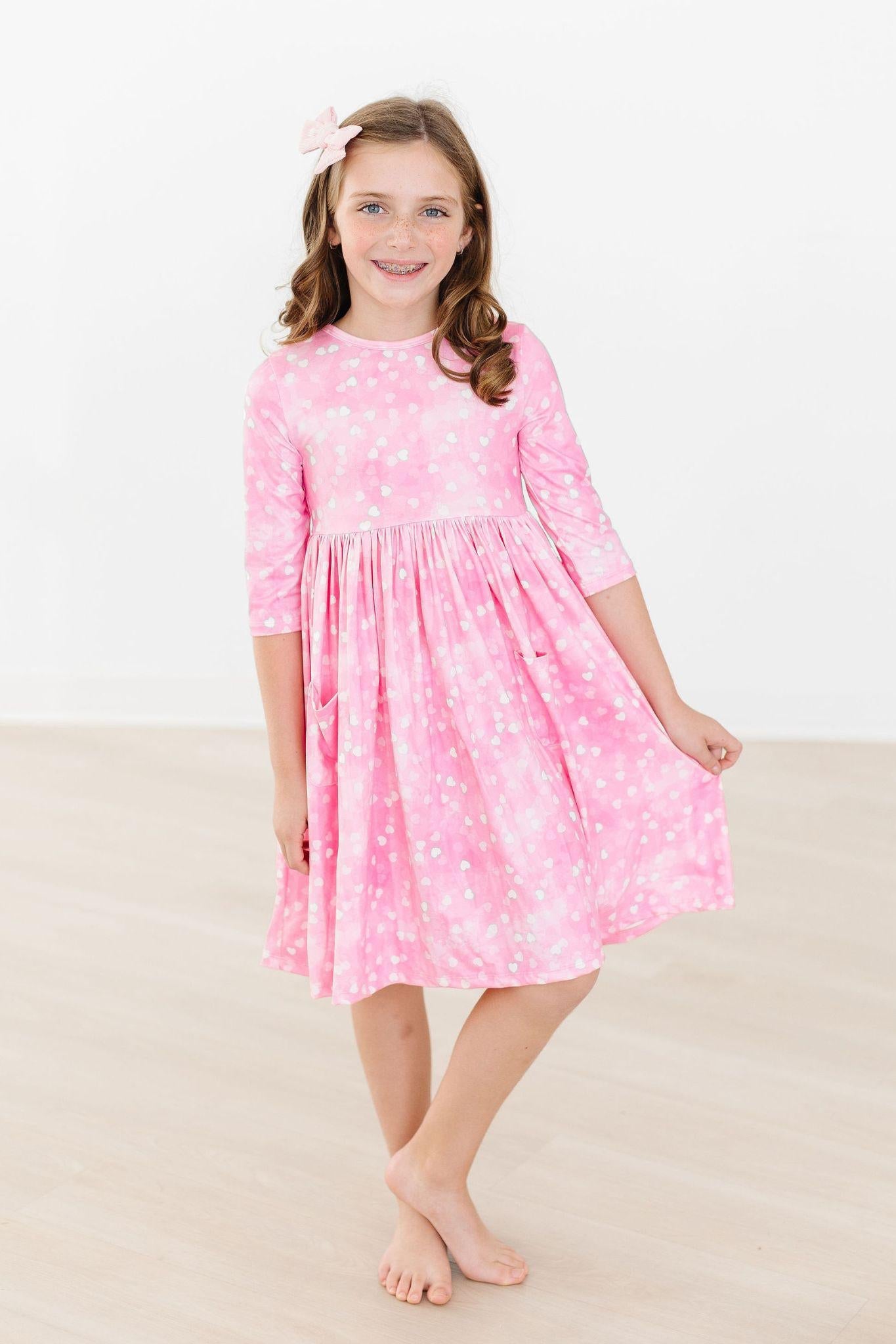 Shine Bright 3/4 Sleeve Pocket Twirl Dress by Mila & Rose ®