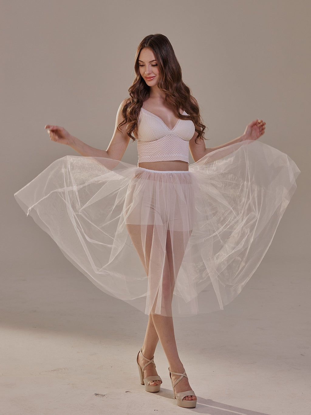 Short Soft White Tulle Skirt for Women , Flowy Mini Tulle Skirt, Bridal Party Skirt, Bachelorette Skirt by Bridal Port
