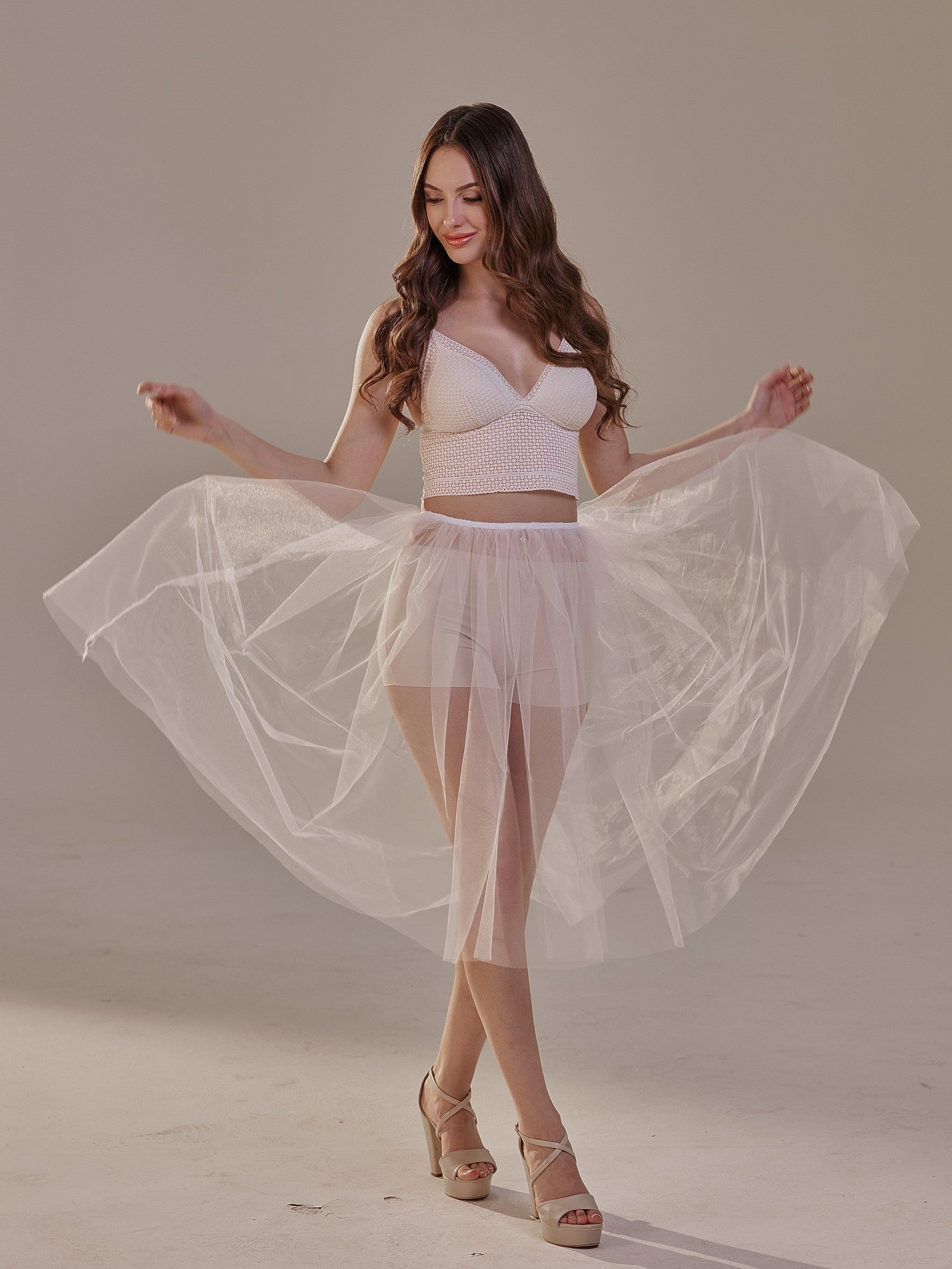 Short Soft White Tulle Skirt for Women , Flowy Mini Tulle Skirt, Bridal Party Skirt, Bachelorette Skirt by Bridal Port