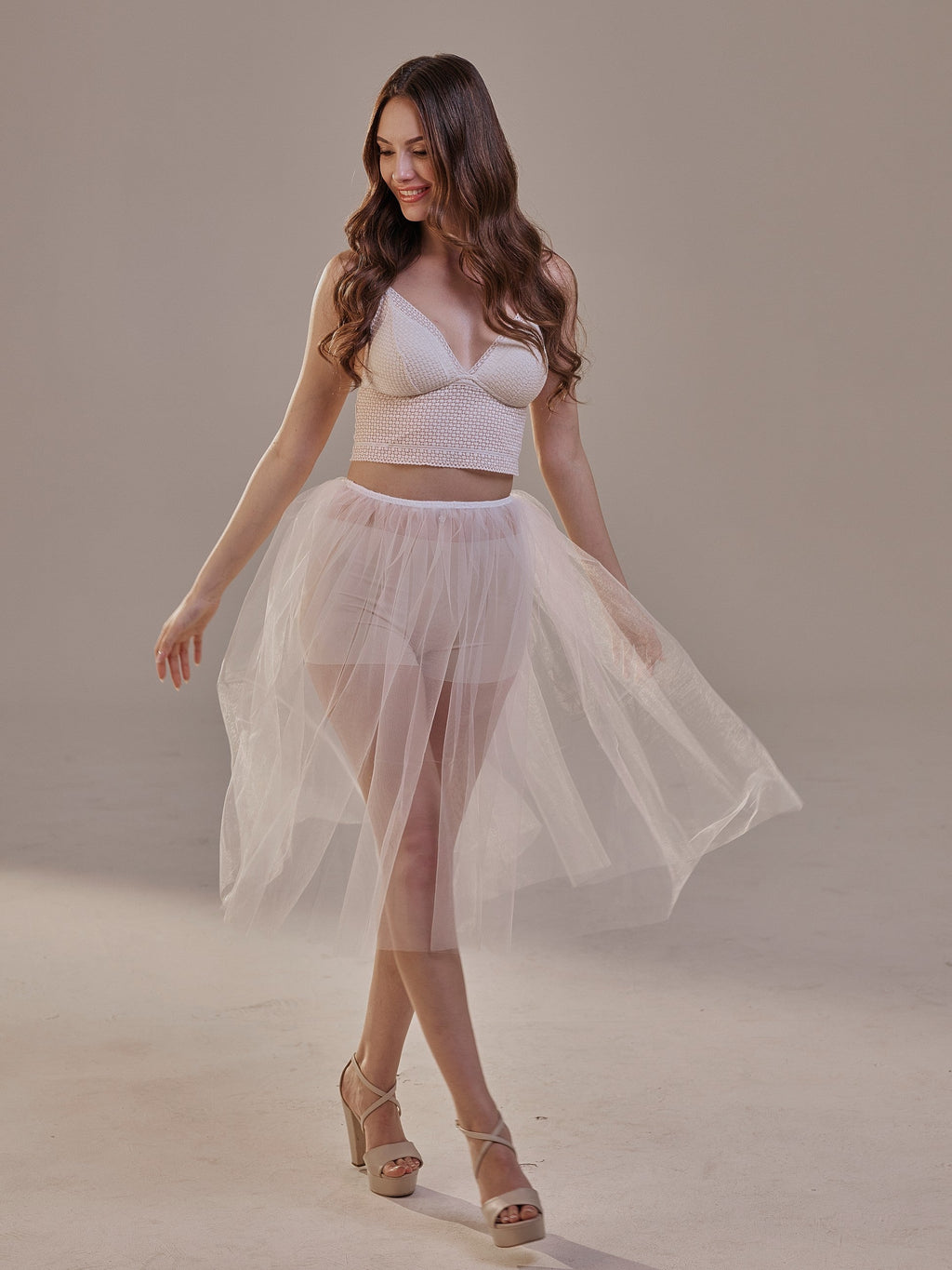 Short Soft White Tulle Skirt for Women , Flowy Mini Tulle Skirt, Bridal Party Skirt, Bachelorette Skirt by Bridal Port