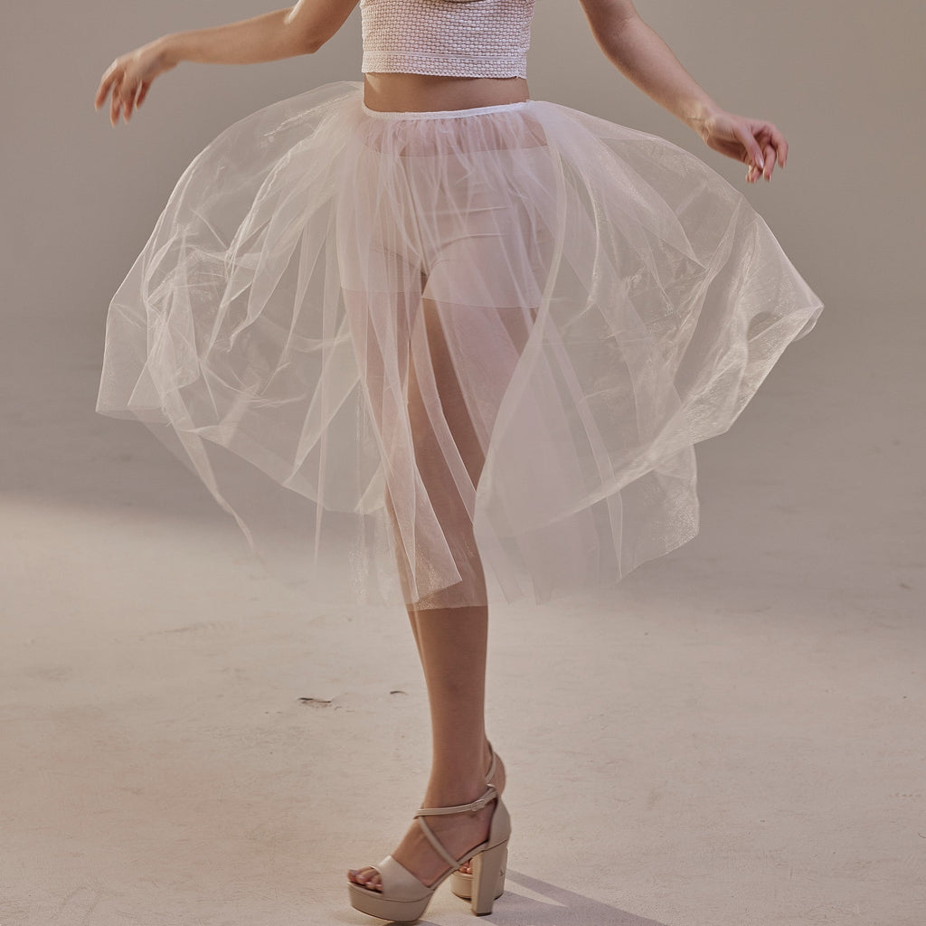 Short Soft White Tulle Skirt for Women , Flowy Mini Tulle Skirt, Bridal Party Skirt, Bachelorette Skirt by Bridal Port
