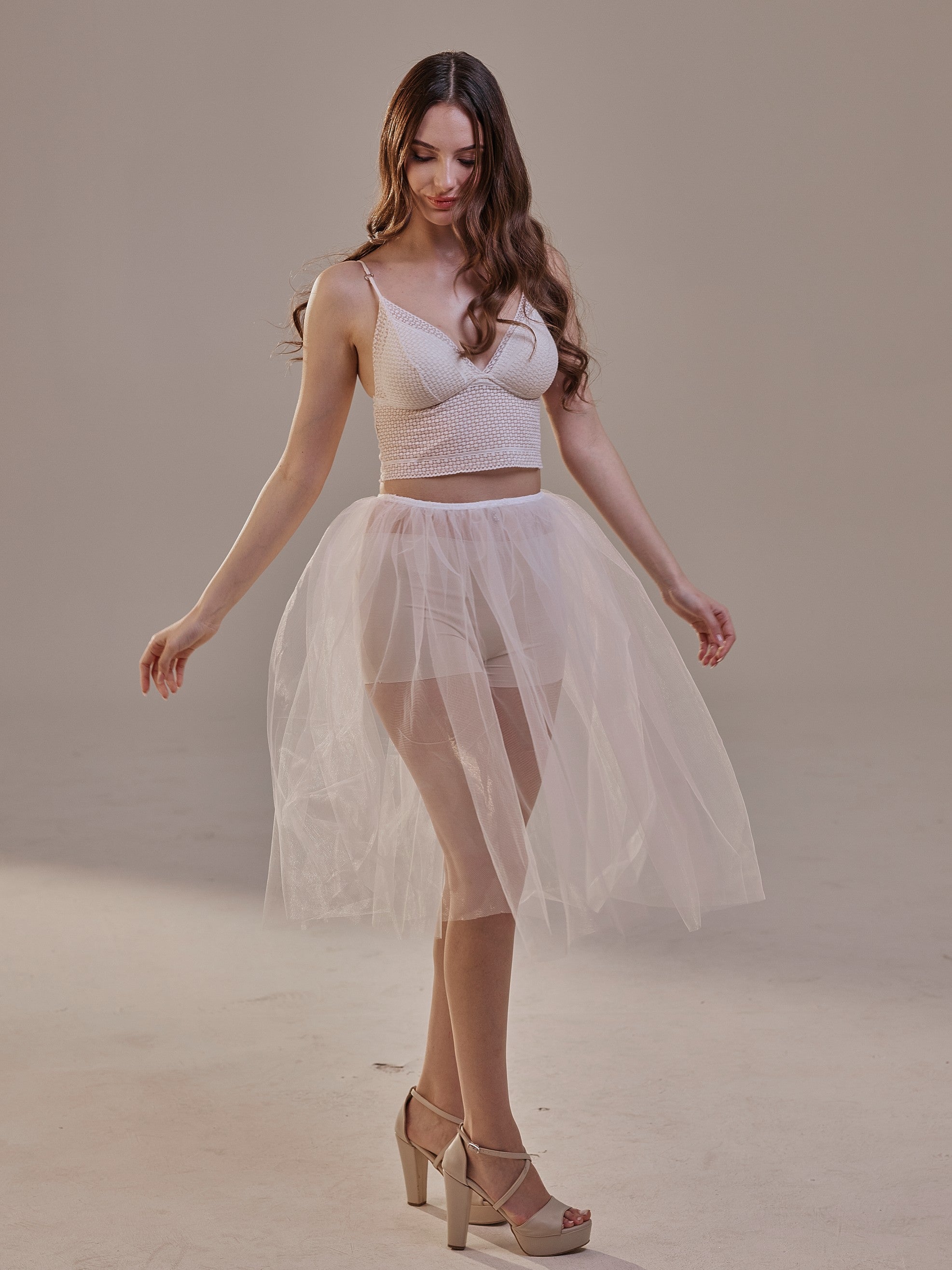 Short Soft White Tulle Skirt for Women , Flowy Mini Tulle Skirt, Bridal Party Skirt, Bachelorette Skirt by Bridal Port