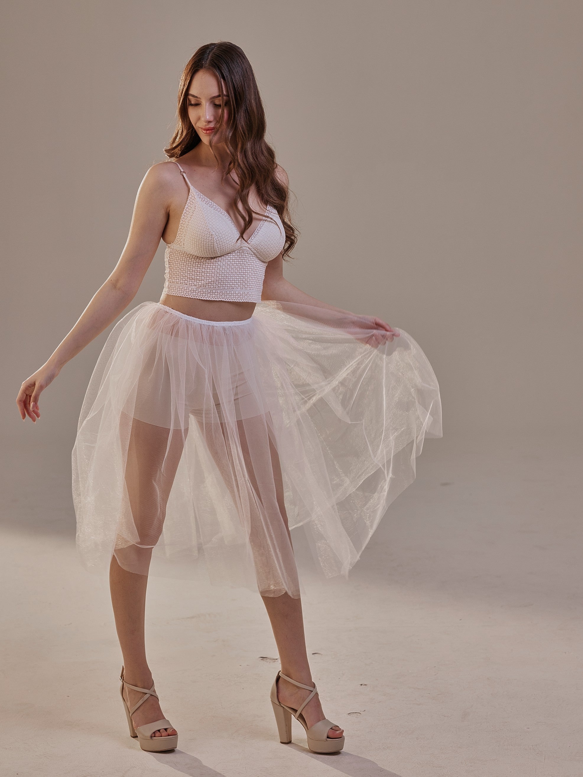Short Soft White Tulle Skirt for Women , Flowy Mini Tulle Skirt, Bridal Party Skirt, Bachelorette Skirt by Bridal Port
