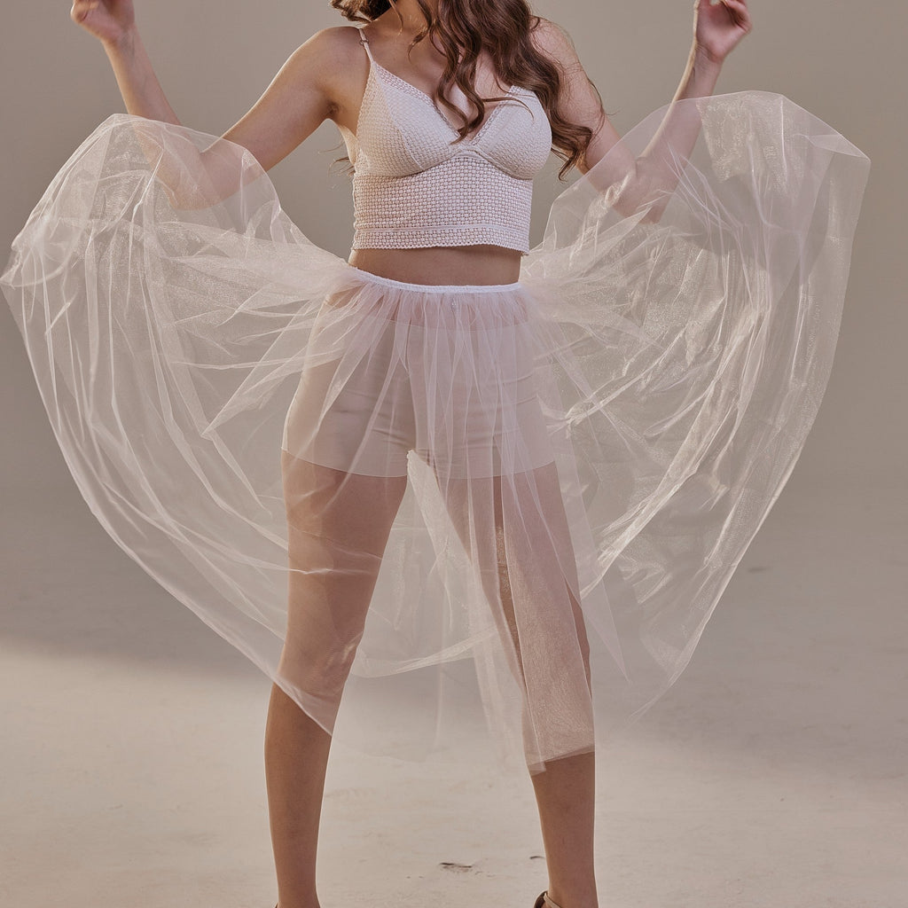 Short Soft White Tulle Skirt for Women , Flowy Mini Tulle Skirt, Bridal Party Skirt, Bachelorette Skirt by Bridal Port