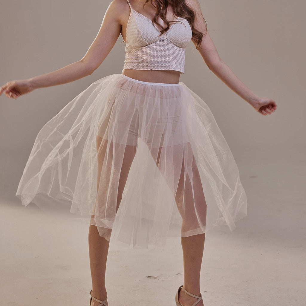 Short Soft White Tulle Skirt for Women , Flowy Mini Tulle Skirt, Bridal Party Skirt, Bachelorette Skirt by Bridal Port
