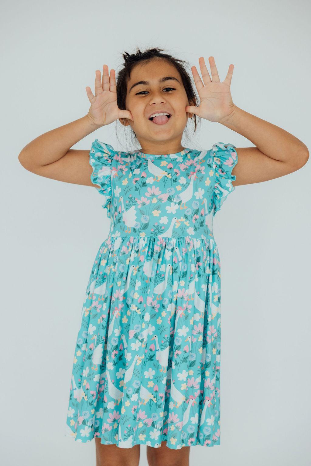 Silly Goose Flutter Sleeve Twirl Dress by Mila & Rose ®