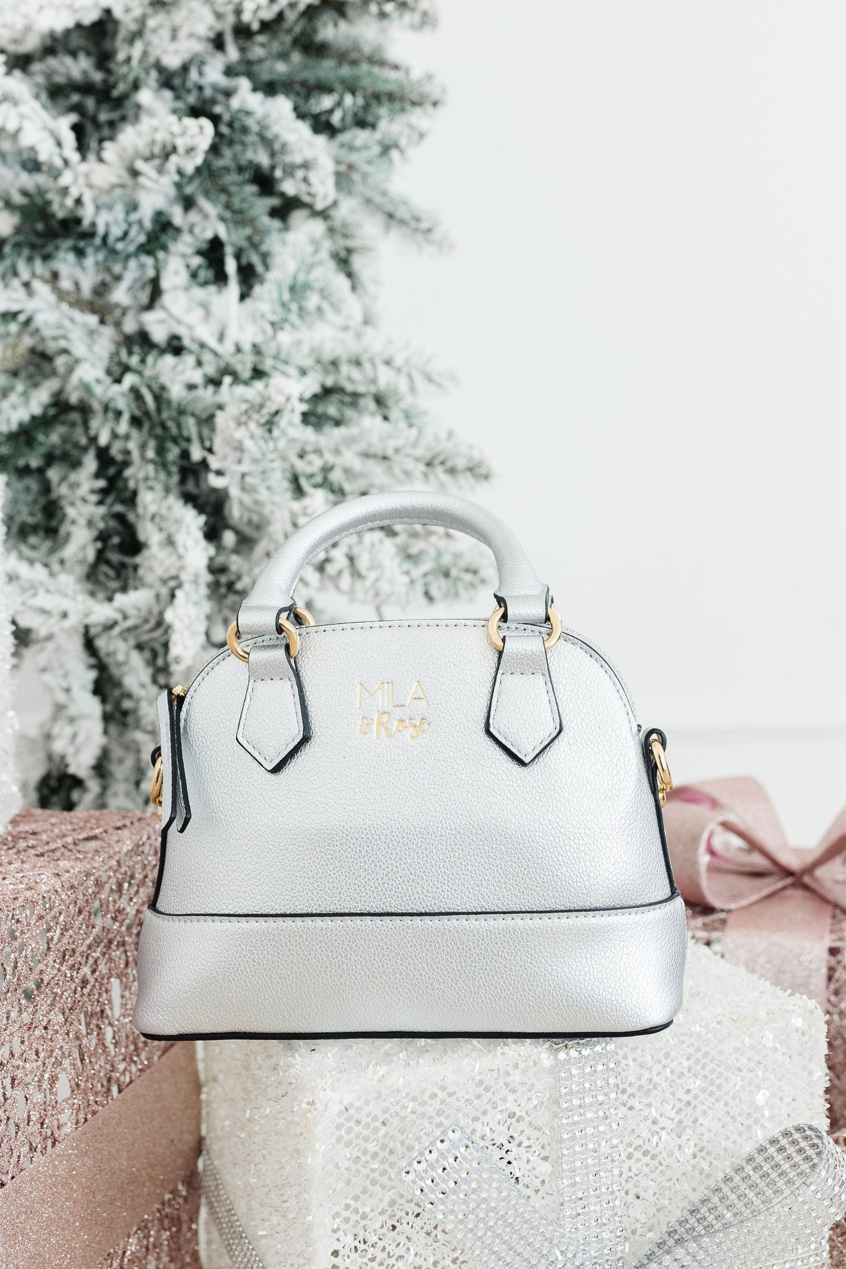 SALE Silver Metallic Girl's Crossbody Purse by Mila & Rose ®