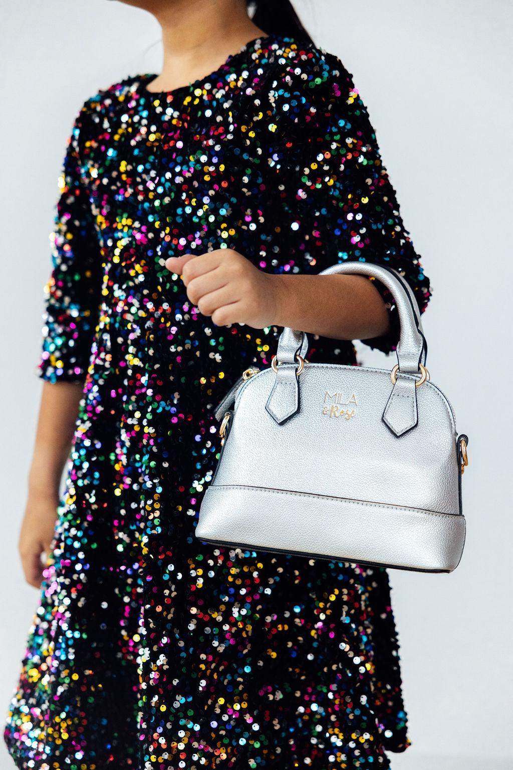 SALE Silver Metallic Girl's Crossbody Purse by Mila & Rose ®
