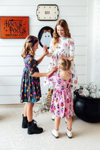 Skeleton Web 3/4 Sleeve Pocket Twirl Dress by Mila & Rose ®