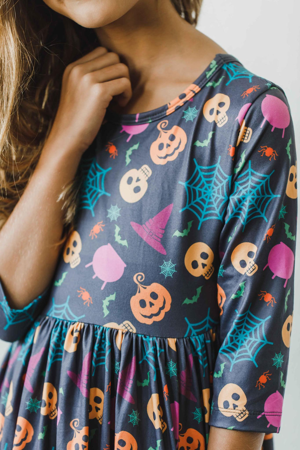 Skeleton Web 3/4 Sleeve Pocket Twirl Dress by Mila & Rose ®