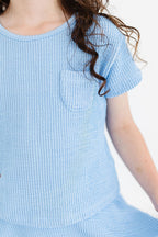 Sky Blue Scrunchy Pocket Tee by Mila & Rose ®