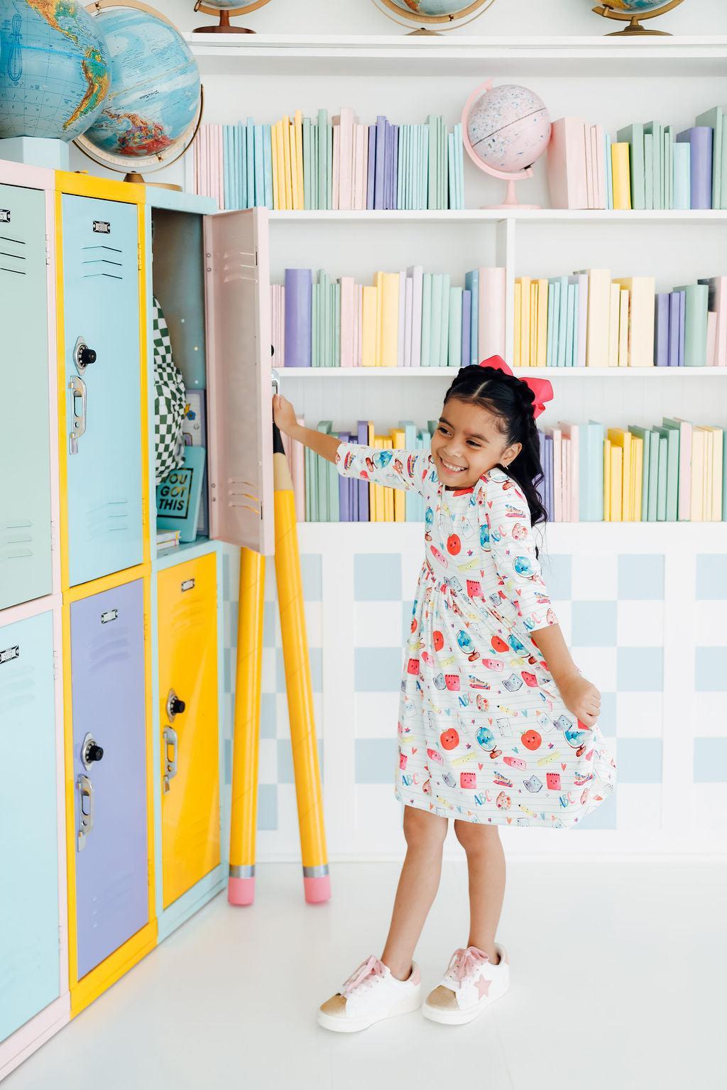Smarty Pants 3/4 Sleeve Pocket Twirl Dress by Mila & Rose ®
