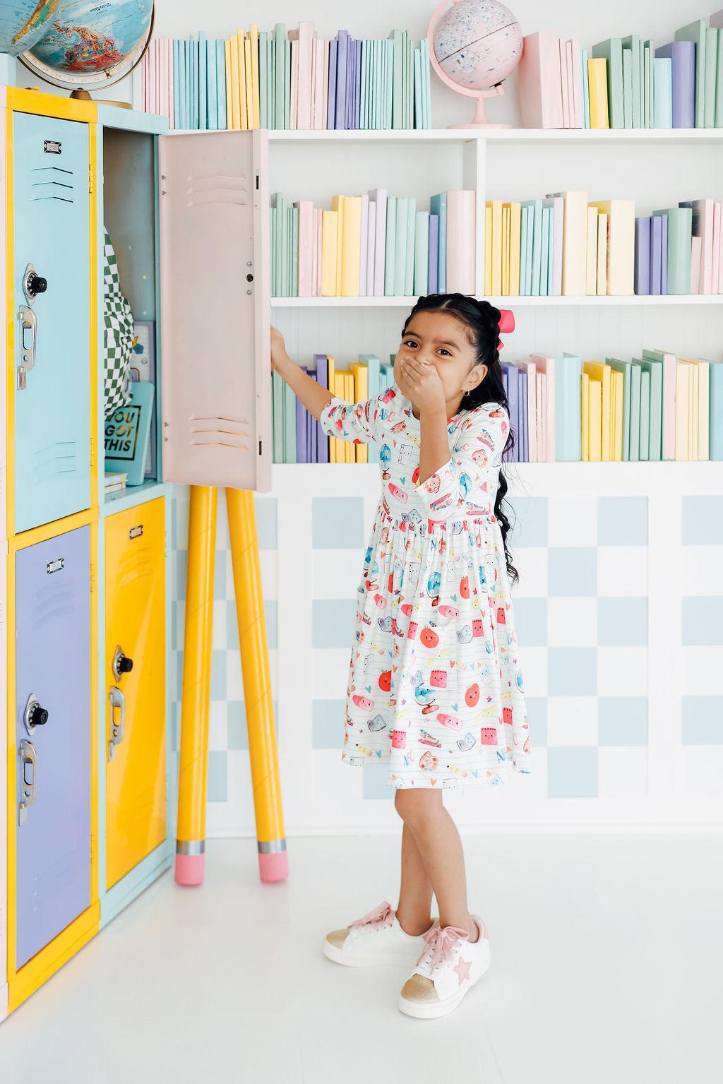 Smarty Pants 3/4 Sleeve Pocket Twirl Dress by Mila & Rose ®