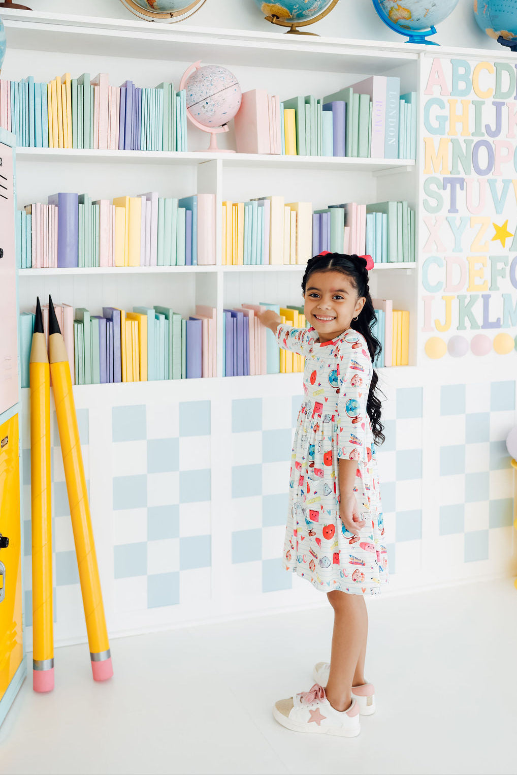 Smarty Pants 3/4 Sleeve Pocket Twirl Dress by Mila & Rose ®