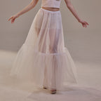 Soft Ruffled White Tulle Skirt , Sheer Maxi Skirt, Tulle Overskirt by Bridal Port