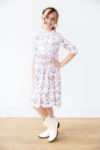 Softly Blooming 3/4 Sleeve Pocket Twirl Dress by Mila & Rose ®