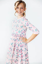 Softly Blooming 3/4 Sleeve Pocket Twirl Dress by Mila & Rose ®