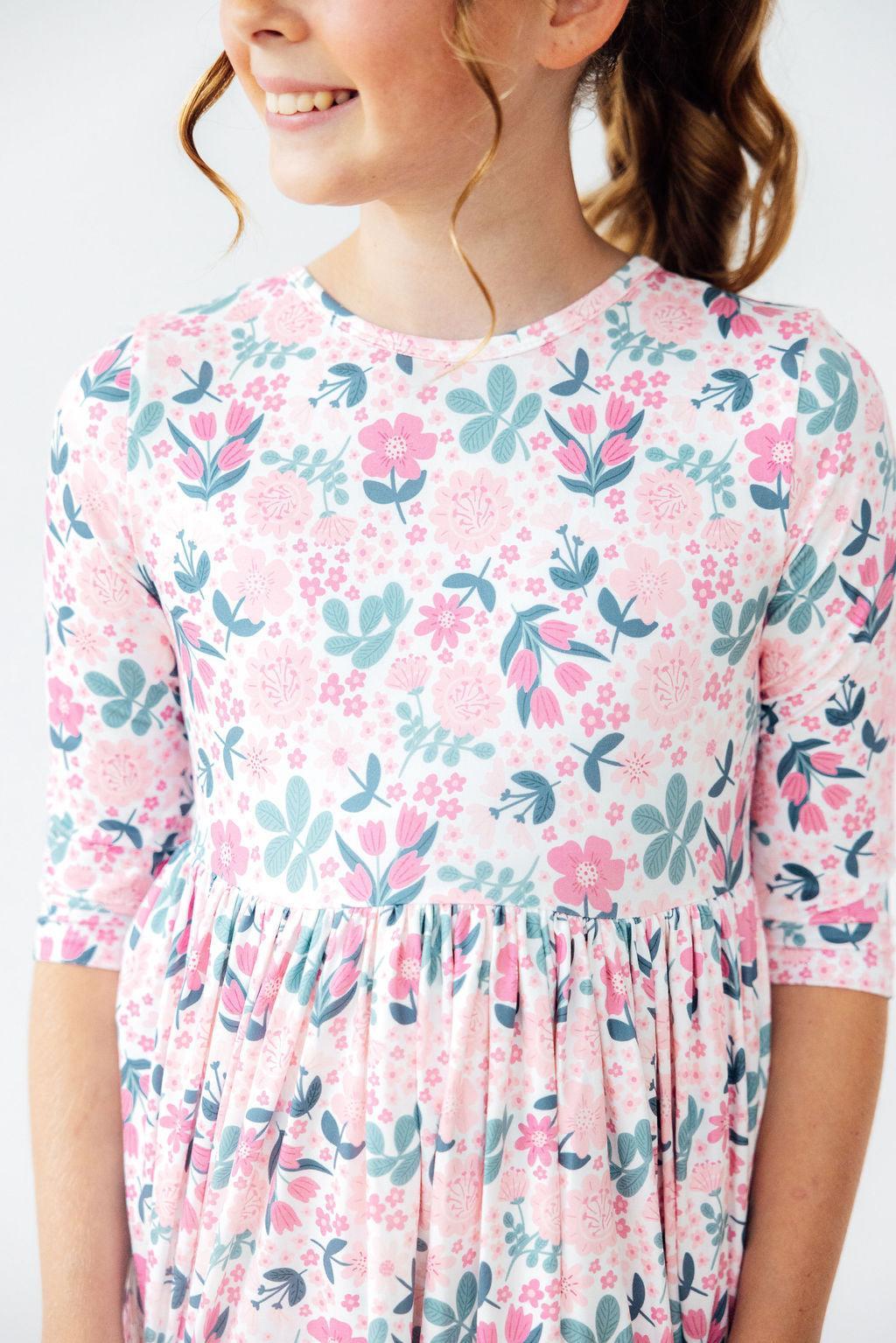 Softly Blooming 3/4 Sleeve Pocket Twirl Dress by Mila & Rose ®