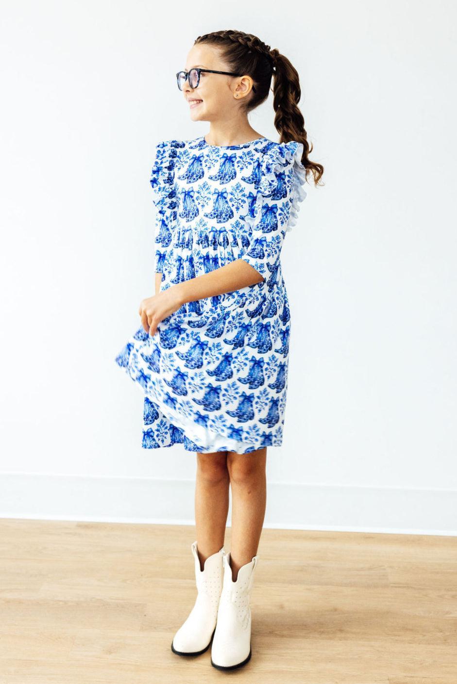 Southern Belle 3/4 Sleeve Ruffle Twirl Dress by Mila & Rose ®
