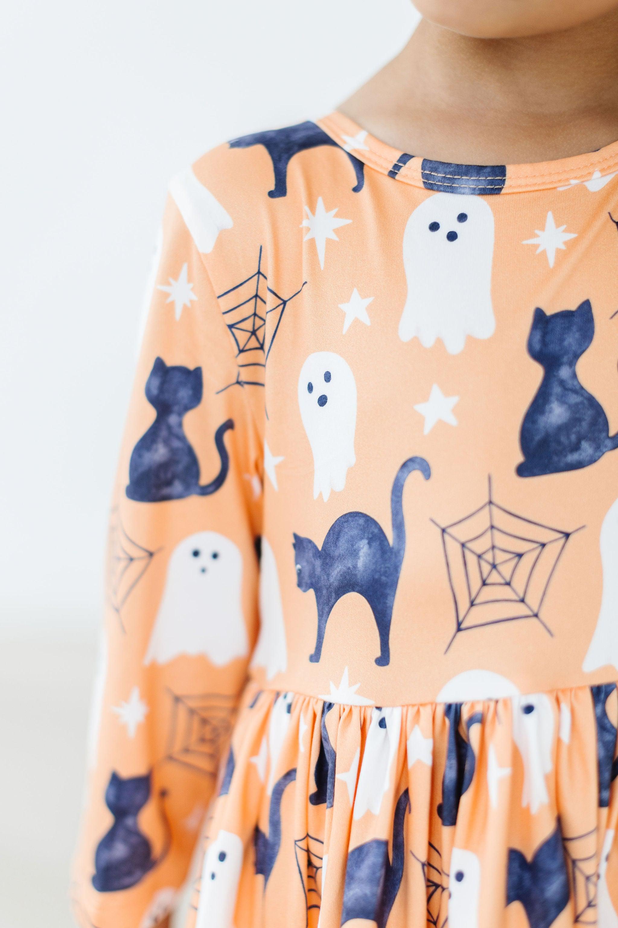 Spooky Kitty 3/4 Sleeve Pocket Twirl Dress by Mila & Rose ®