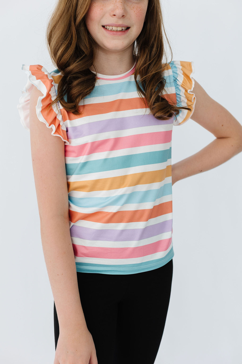 Spring Stripes S/S Ruffle Tee by Mila & Rose ®