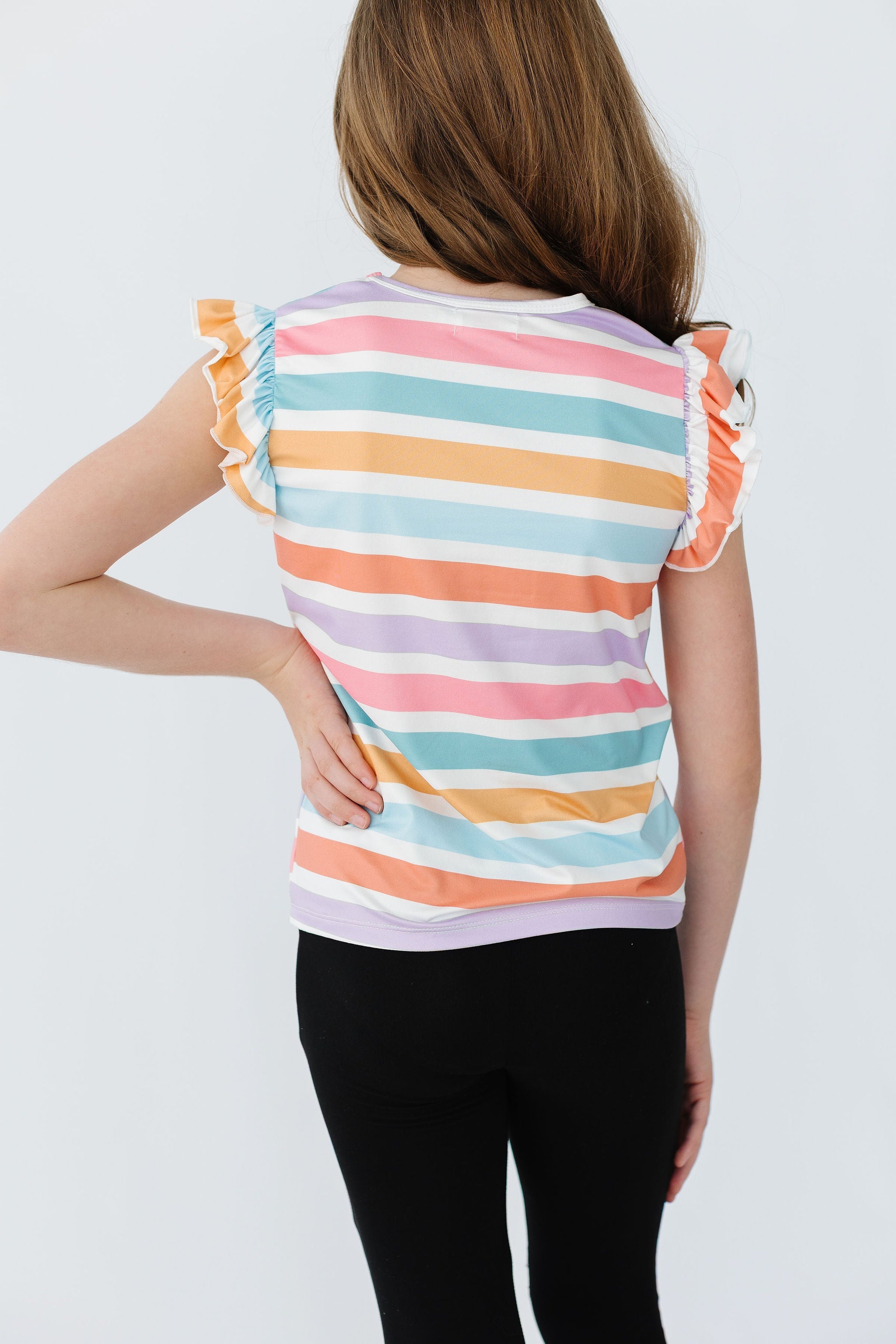 Spring Stripes S/S Ruffle Tee by Mila & Rose ®